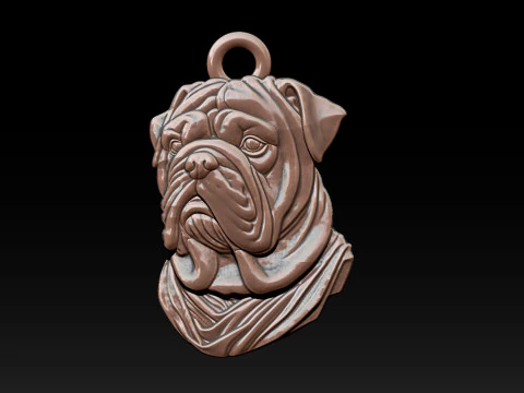 Bull Dog Pendant 3D Print Model