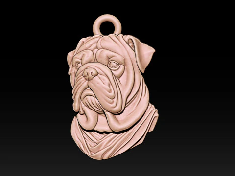Bull Dog Pendant 3D Print Model