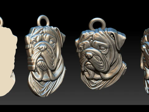 Bull Dog Pendant 3D Print Model
