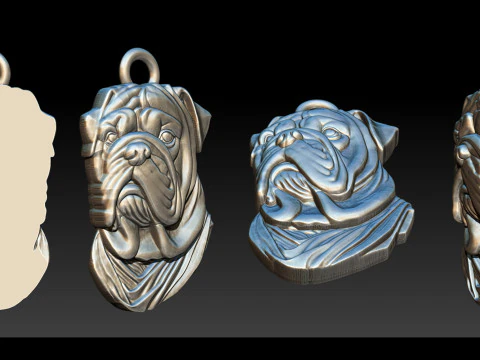Bull Dog Pendant 3D Print Model