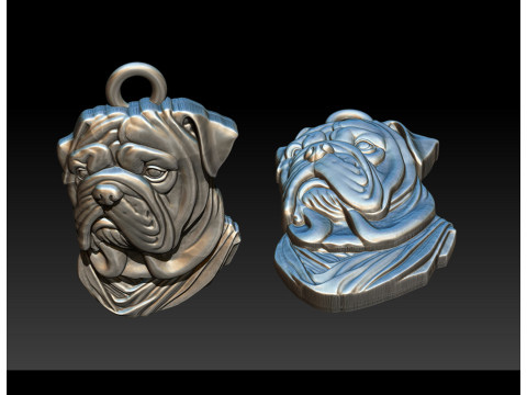 Bull Dog Pendant 3D प्रिंट मॉडल