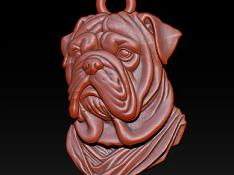 Bull Dog Pendant 3D Print Model