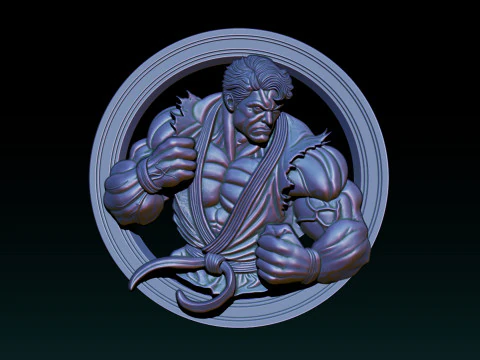 Modelo en relieve Mighty Hero 25D para impresi&oacute;n CNC y 3D Modelo de impresión 3D