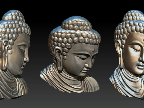 Buddha Head Sculpture Jewelry 3Dプリントモデル