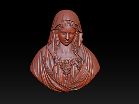 Virgin Mary Bust Relief - 3D STL Relief Model for CNC Machine and 3D Printing 3D 打印模型