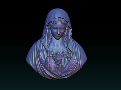 Virgin Mary Bust Relief - 3D STL Relief Model for CNC Machine and 3D Printing 3D 打印模型