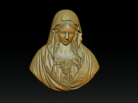 Virgin Mary Bust Relief - 3D STL Relief Model for CNC Machine and 3D Printing 3D 打印模型