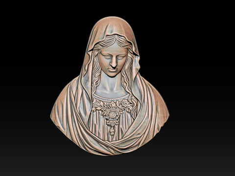 Virgin Mary Bust Relief - 3D STL Relief Model for CNC Machine and 3D Printing 3D 打印模型