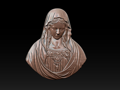 Virgin Mary Bust Relief - 3D STL Relief Model for CNC Machine and 3D Printing 3D 打印模型