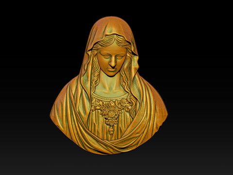 Virgin Mary Bust Relief - 3D STL Relief Model for CNC Machine and 3D Printing 3D 打印模型