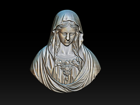 Virgin Mary Bust Relief - 3D STL Relief Model for CNC Machine and 3D Printing 3D 打印模型