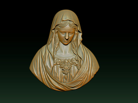 Virgin Mary Bust Relief - 3D STL Relief Model for CNC Machine and 3D Printing 3D 打印模型