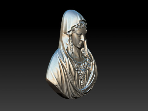 Virgin Mary Bust Relief - 3D STL Relief Model for CNC Machine and 3D Printing 3D 打印模型