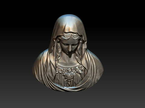 Virgin Mary Bust Relief - 3D STL Relief Model for CNC Machine and 3D Printing 3D 打印模型