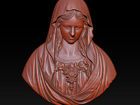Virgin Mary Bust Relief - 3D STL Relief Model for CNC Machine and 3D Printing 3D 打印模型