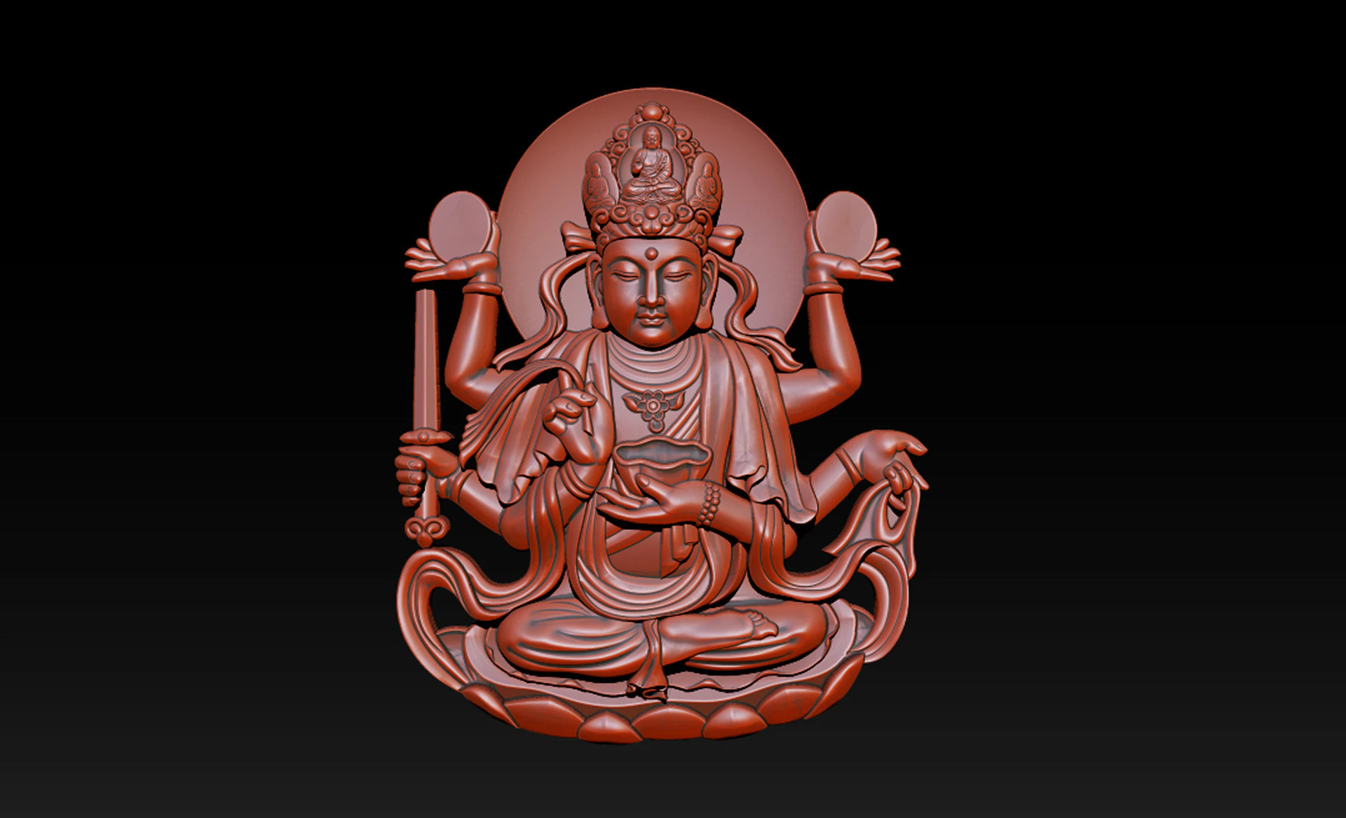 Bas-relief Buddha Pendant 3D Print Model .c4d .max .obj .3ds .fbx .stl .blend 