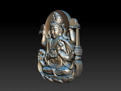 Bas-relief Buddha Pendant 3D Print Model