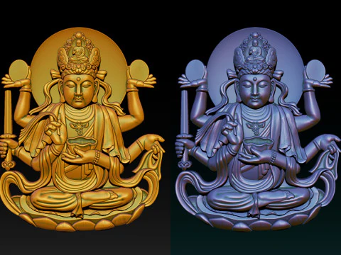 Bas-relief Buddha Pendant 3D Print Model