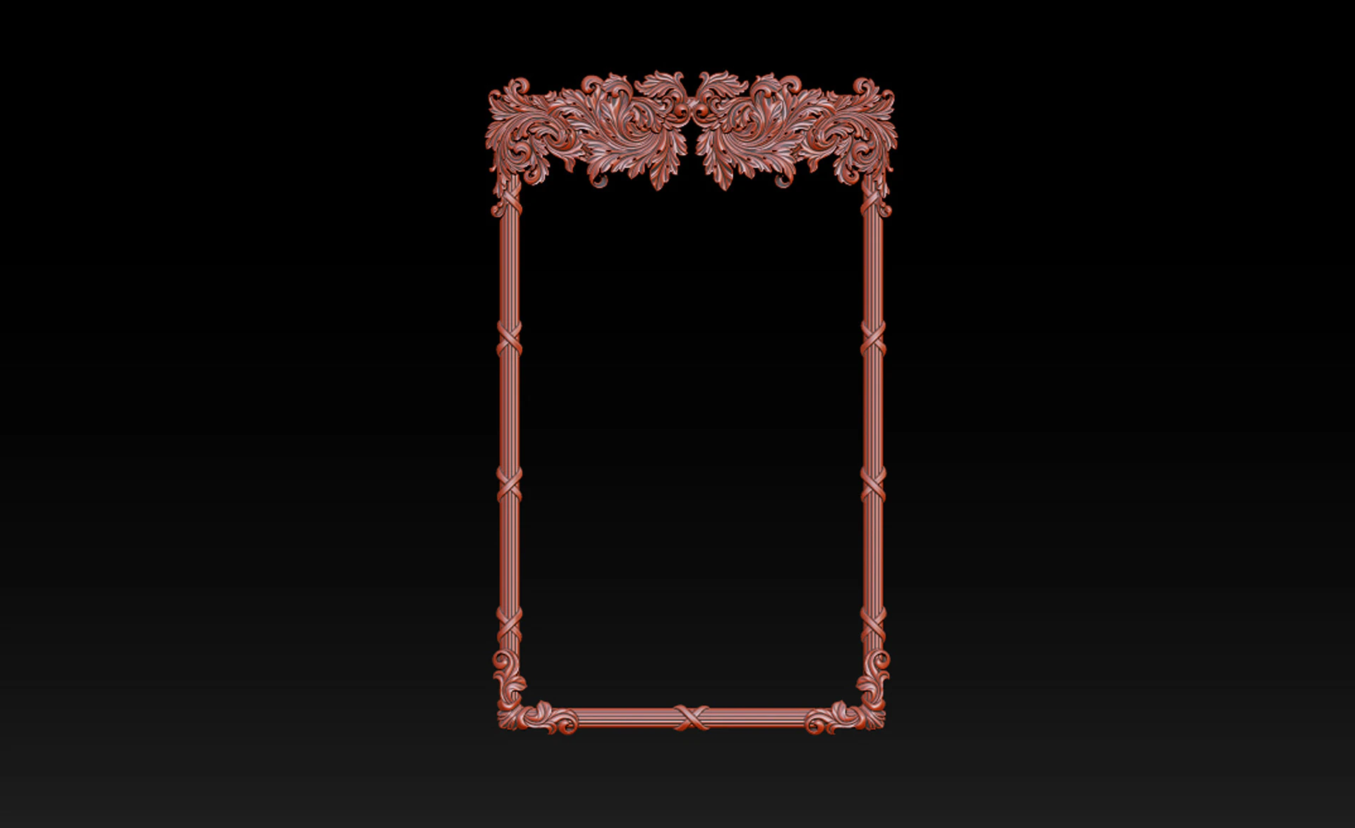 Ornate Decorative Frame Bas-Relief 3D Print Model .c4d .max .obj .3ds .fbx .stl .blend