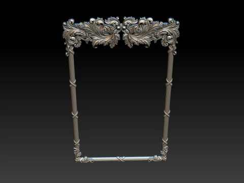Ornate Decorative Frame Bas-Relief 3D Print Model