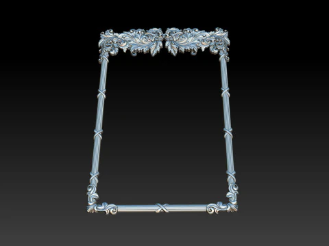 Ornate Decorative Frame Bas-Relief 3D Print Model