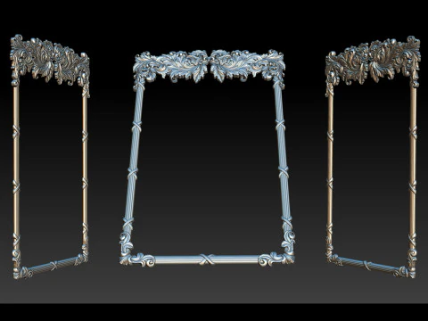 Ornate Decorative Frame Bas-Relief 3D Print Model