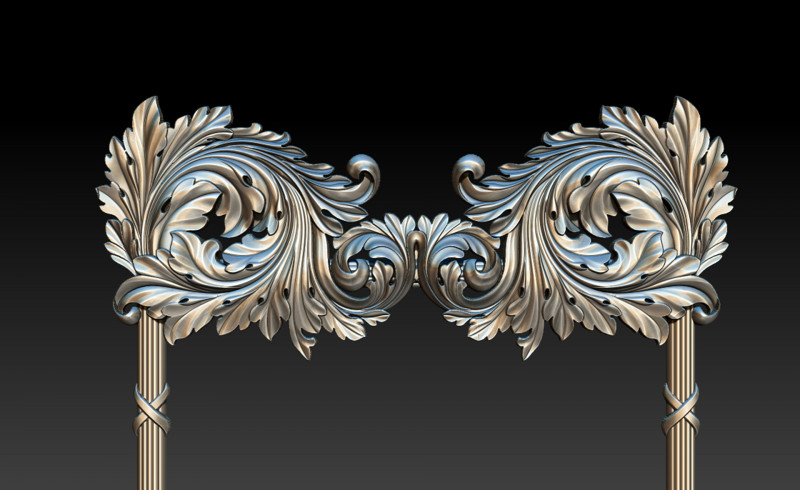 Ornate Decorative Frame Bas-Relief 3D Print Model .c4d .max .obj .3ds .fbx .stl .blend