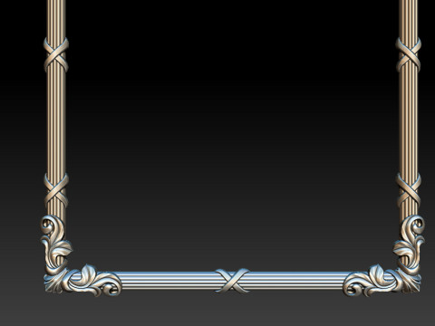 Ornate Decorative Frame Bas-Relief 3D Print Model