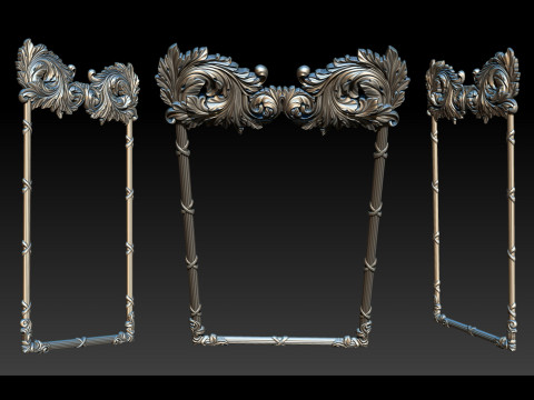 Ornate Decorative Frame Bas-Relief 3D Print Model