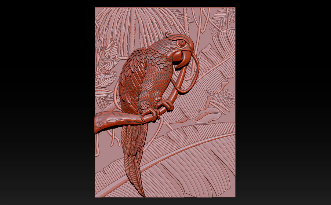 3D Parrot Relief Model - STL - OBJ - ZTL 3D Print Model .c4d .max .obj .3ds .fbx .stl .blend 