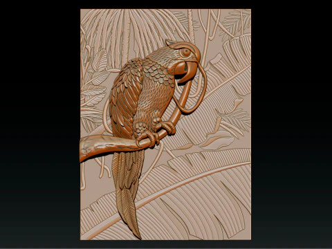 3D Parrot Relief Model - STL - OBJ - ZTL 3D Print Model