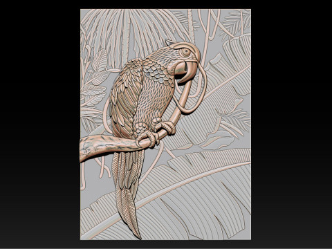 3D Рельефная Модель Попугая - STL - OBJ - ZTL 3D Принт Модель