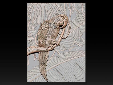 3D Parrot Relief Model - STL - OBJ - ZTL 3D Print Model