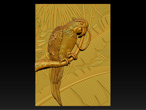 3D Рельефная Модель Попугая - STL - OBJ - ZTL 3D Принт Модель