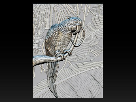 3D Рельефная Модель Попугая - STL - OBJ - ZTL 3D Принт Модель