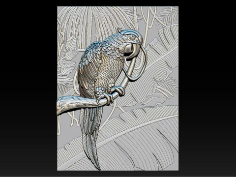 3D Parrot Relief Model - STL - OBJ - ZTL 3D Print Model