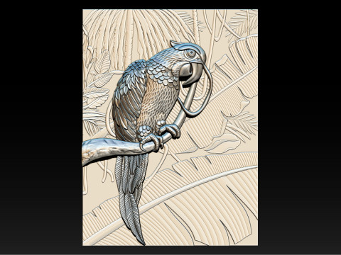 3D Рельефная Модель Попугая - STL - OBJ - ZTL 3D Принт Модель