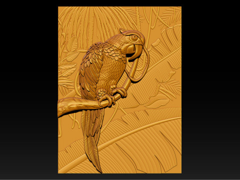 3D Рельефная Модель Попугая - STL - OBJ - ZTL 3D Принт Модель