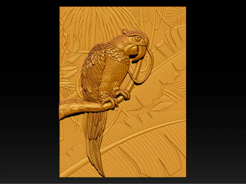 3D Parrot Relief Model - STL - OBJ - ZTL 3D Print Model