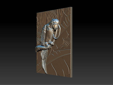 3D Рельефная Модель Попугая - STL - OBJ - ZTL 3D Принт Модель