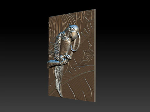 3D Parrot Relief Model - STL - OBJ - ZTL 3D Print Model