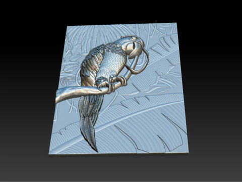 3D Parrot Relief Model - STL - OBJ - ZTL 3D Print Model