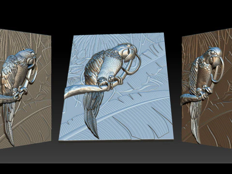 3D Parrot Relief Model - STL - OBJ - ZTL 3D Print Model