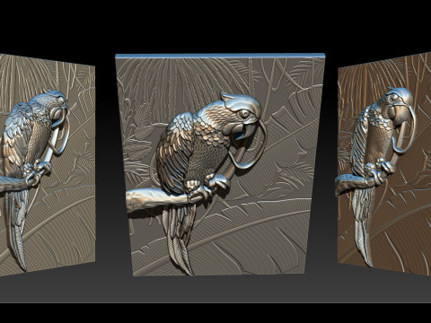 3D Рельефная Модель Попугая - STL - OBJ - ZTL 3D Принт Модель
