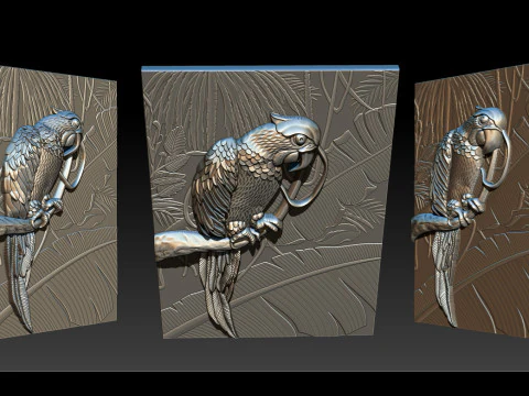 3D Parrot Relief Model - STL - OBJ - ZTL 3D Print Model
