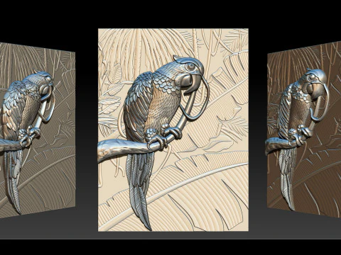 3D Parrot Relief Model - STL - OBJ - ZTL 3D Print Model