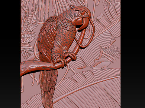 3D Рельефная Модель Попугая - STL - OBJ - ZTL 3D Принт Модель