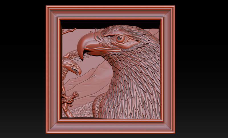 美国之鹰 3D 浮雕模型 - STL - OBJ - ZTL 3D 打印模型 .c4d .max .obj .3ds .fbx .stl .blend