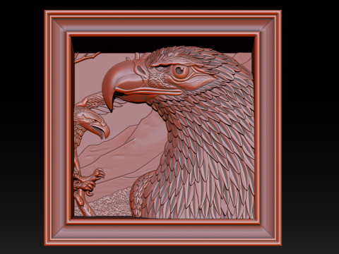 Modelo 3D em relevo da águia americana - STL - OBJ - ZTL Modelo de Impressão 3D