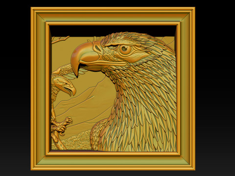 美国之鹰 3D 浮雕模型 - STL - OBJ - ZTL 3D 打印模型